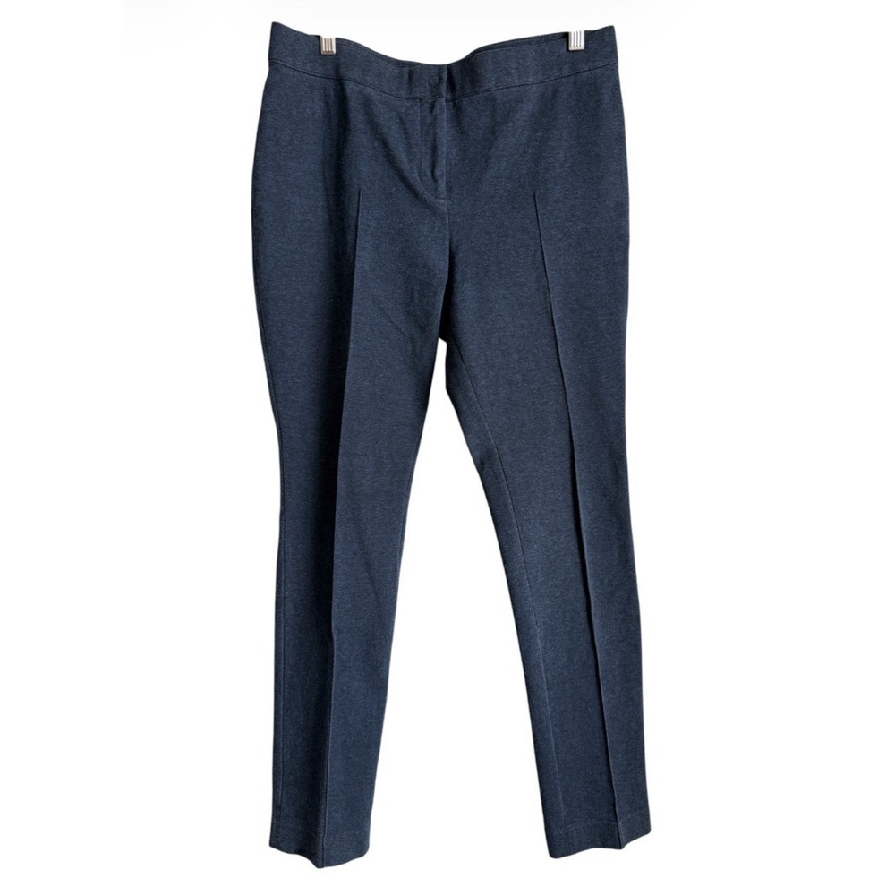 Akris Punto Mara Blue Skinny Pants 12 Knit Stretch Jersey Pintuck Trouser Luxury